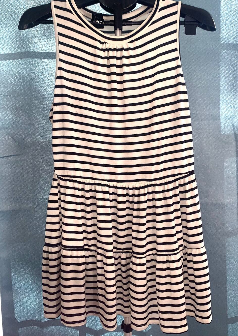 Magic Fit Black & White Women's Striped Sleeveless Summer Dress Large3